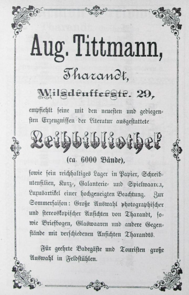 Aug. Tittmann Leihbibliothek
Wilsdruffer Straße 29