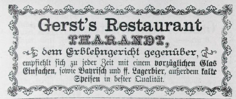 Gersts Restaurant Tharandt Werbung 1882