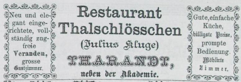 Thalschlösschen 1883 Tharandt Werbung Julius Kluge